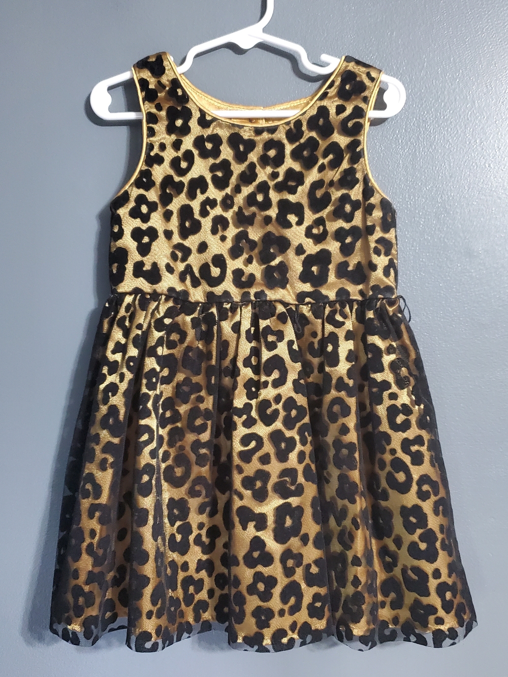 Emily West Gold and Black Metallic Leopard Dress Formal Girls Size 4T